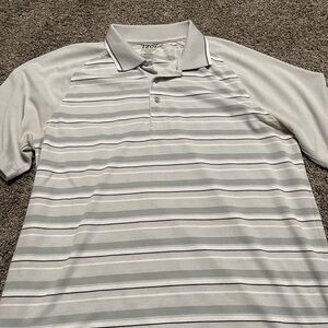IZOD Perform Men’s Golf Cotton Polo X-Large Slim Fit Lt Gray white/gray stripes‎